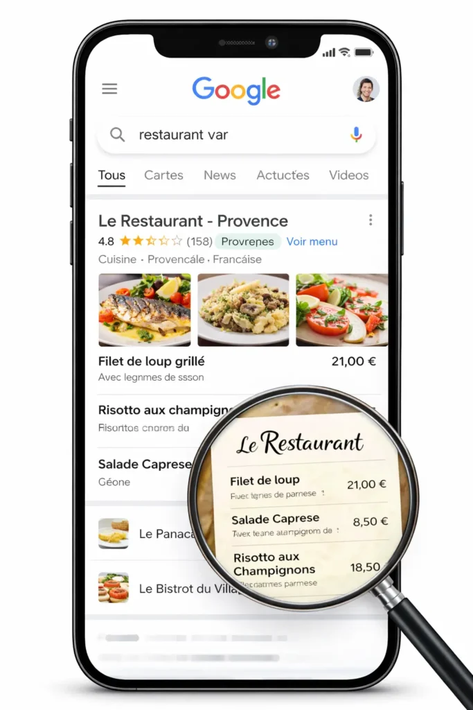 Optimisation SEO restaurant Var - Pourquoi le menu PDF cache vos plats sur Google