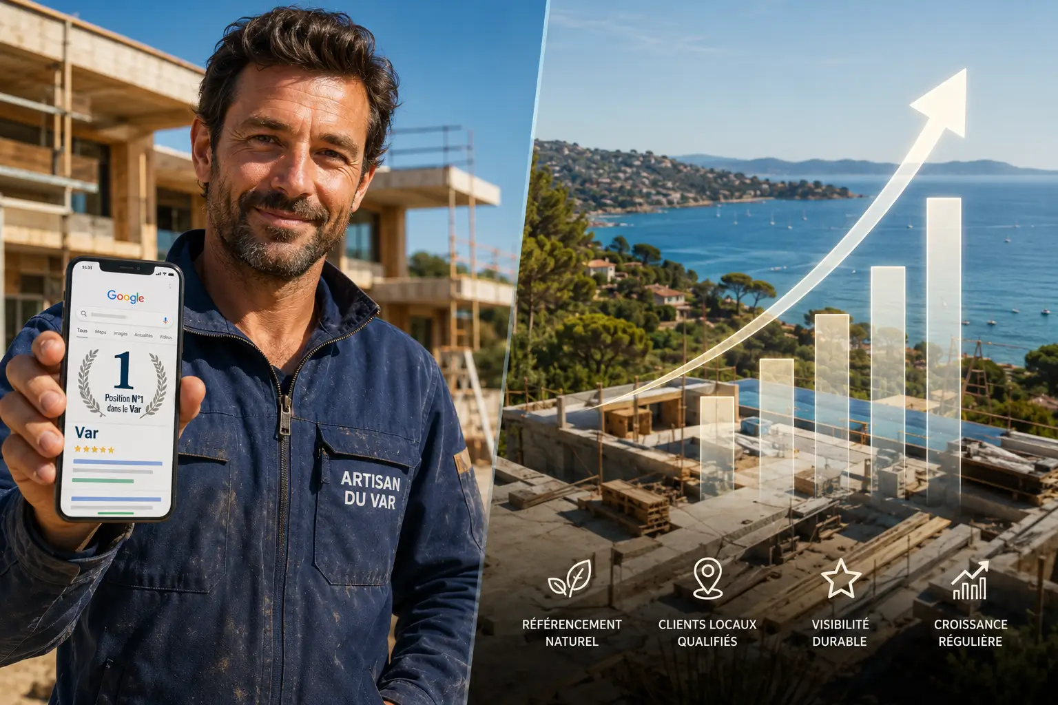 Artisan du bâtiment du Var au top 1 Google grâce au référencement naturel.